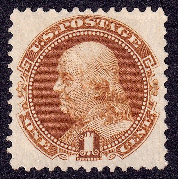 US Scott 123, 1875 Franklin, 1c buff, UNUSED NG