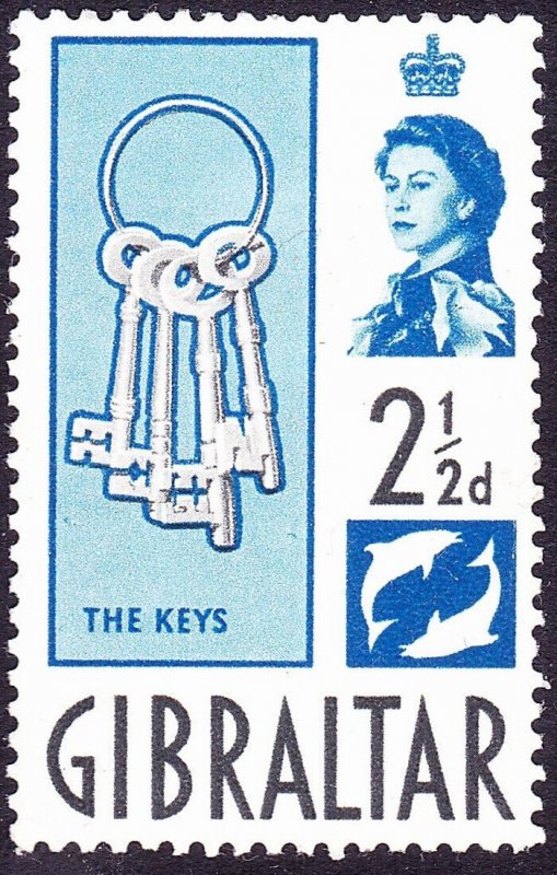 GIBRALTAR 1960 QEII 2½d Black & Blue SG163 MH