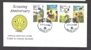 1982 Turks & Caicos 75th ann Scouting cricket FDC