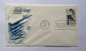 US FDC, WITH CACHET 	NEW US AIRMAIL STAMP EFFECTIVE 1967	1967	AUDOBON , NY 		SIN