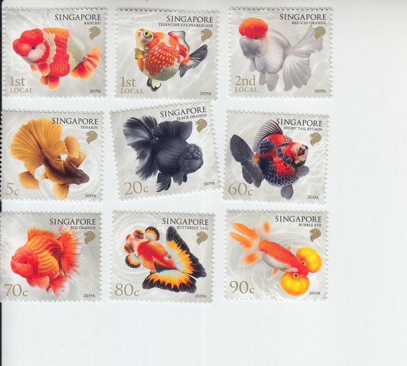 2019 Singapore Goldfish (9) (Scott 1999-2007) MNH