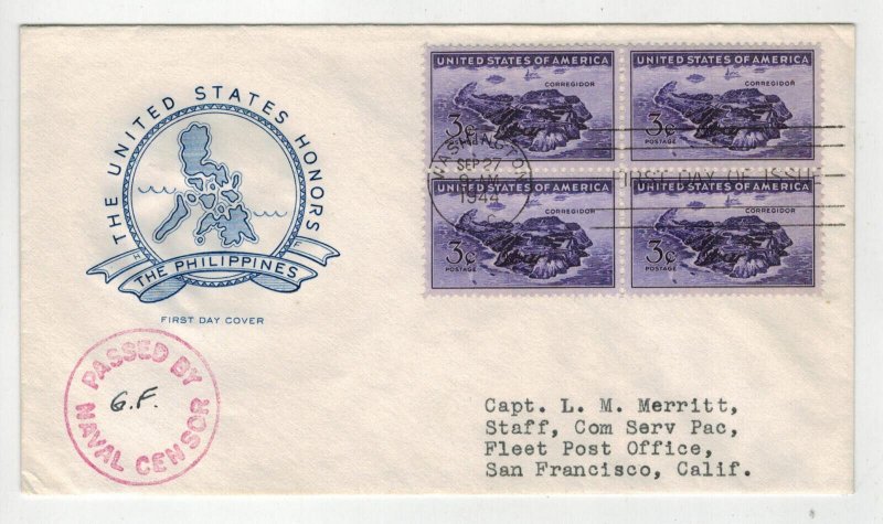 Farnam WW2 Patriotic 1944 CORREGIDOR PHILIPPINES 925 PASSED BY NAVAL CENSOR MARK 