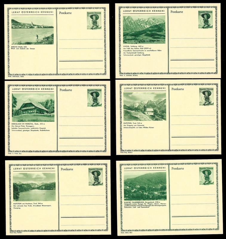 AUSTRIA (120) Scenery View Green 1 Shilling Postal Cards c1950s ALL MINT UNUSED