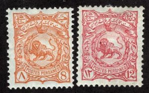 ~Iran (Persia) #141,  #143 - Issues of 1899 - Mint Hinged