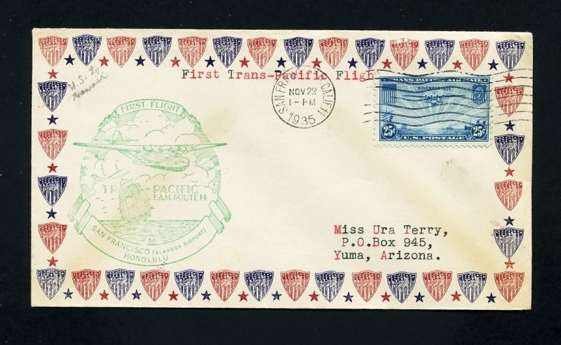 # C20 FDC, First Flight FAM # 14 San Francisco, CA to Honolulu, HI - 11-22-35