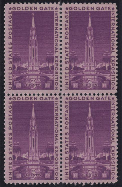 U.S. # 852 1939 Golden Gate Exhibition Block MNH