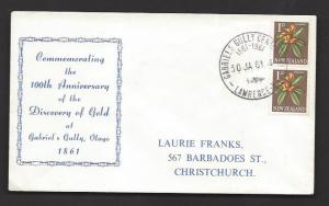 NEW ZEALAND 1961 100th Anniv of Discovery of Gold Cachet & Special Cxl Cover