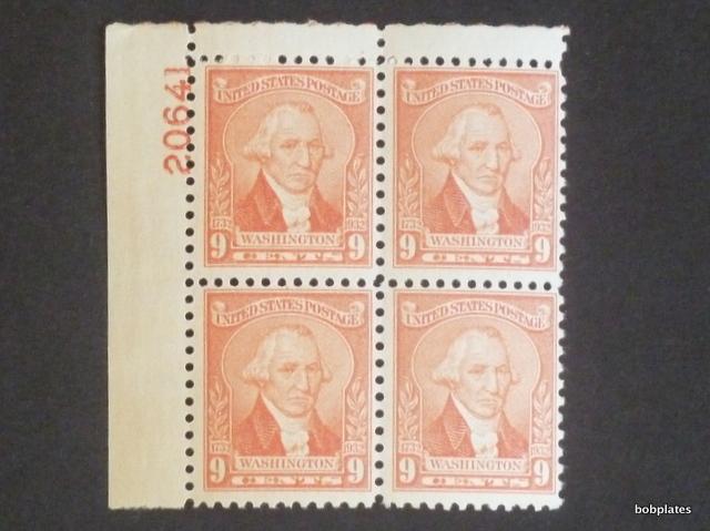 #714 Washington Upper Left  Plate Block 20641 F-VF VLH