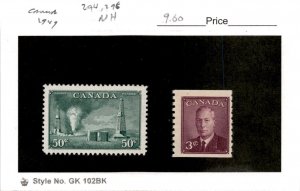 Canada, Postage Stamp, #294, 296 Mint NH, 1949 Oil Well Alberta (AI)