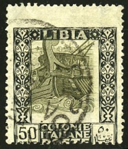 Italian Colonies, Libya #55var, 1924-40 50c black olive and green, dramatic p...