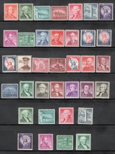 1030-53 &1054-59A Complete Liberty Set Of 36 Stamps Mint/nh Free Shipping (H)