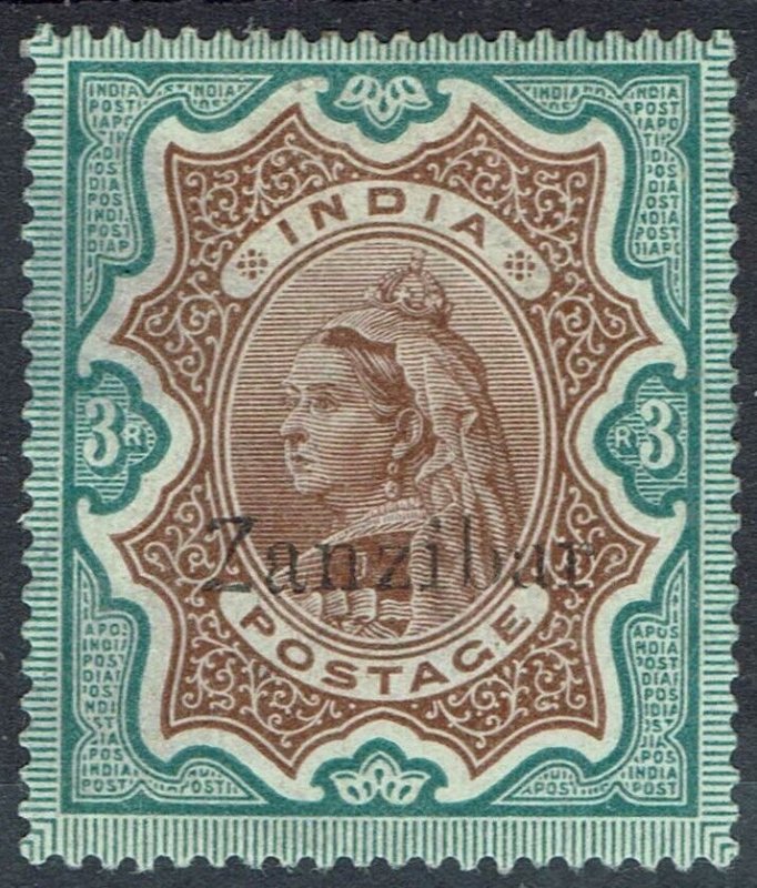 ZANZIBAR 1895 QV INDIA OVERPRINTED 3R