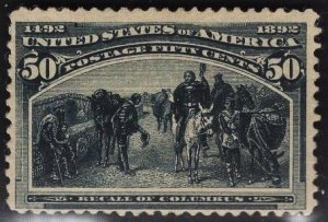 US #240 50c Slate Blue Recall of Columbus MINT NH  SCV $1300