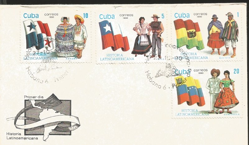 V) 1990 CARIBBEAN, LATIN AMERICAN STAMPS OR FLAGS AND COSTUMES, PANAMA, CHILE...