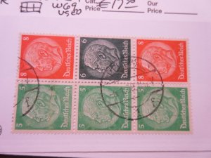 GERMANY Zusammendrucke Michel  W70 X 2, W69 BLOCK OF 6  USED Lot-10 Cat €17.50