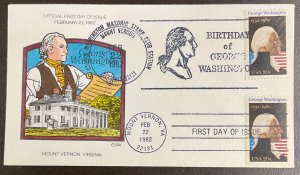 1952 Collins Hand Painted cachet George Washington Dual Cancel FDC 1982