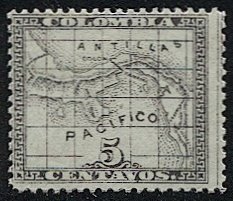 PANAMA 1887 Sc 10 Mint MLH - F-VF - Map