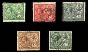 Bahamas #65-69 Cat$74.25, 1920 Peace, set of five, used