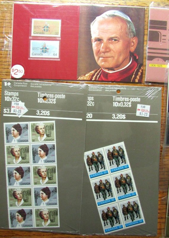 Canada Post issues 9 Sealed stamp sets John Paul III *Locomotives *Lighthouses