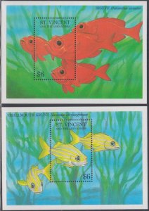 ST VINCENT Sc # 1816-7 CPL MNH SET of 2 SOUVENIR SHEETS - FISH