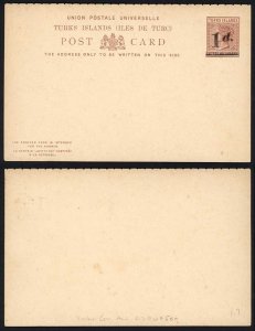 Turks and Caicos 1d on 1 1/2d Reply Card Right Serif Damaged