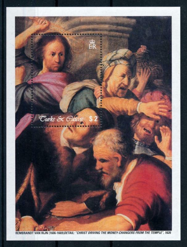 [100172] Turks & Caicos Isl. 2003 Painting Rembrandt Money Changers Sheet MNH