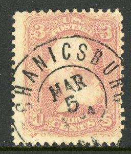 USA 1861 Washington 3¢ Rose Scott #65 VFU G193