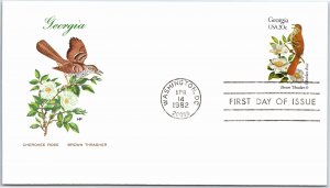 GEORGIA STATE BIRD AND FLOWER US COVER FIRST DAY OF ISSUE ON HF CACHET 1982