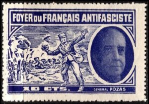 1937 Spain Civil War Propaganda Stamp 10 Centimos Home French Anti Fascists