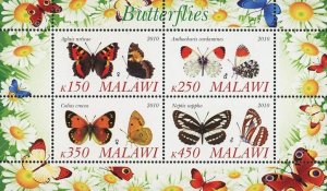 Butterfly Stamp Aglais Urticae Colias Crocea Souvenir Sheet of 4 Stamps MNH