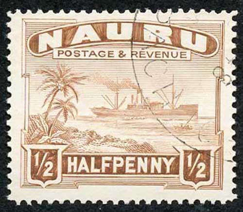 Nauru SG26Bc 1947 1/2d Chestnut Perf 14 Fine Used