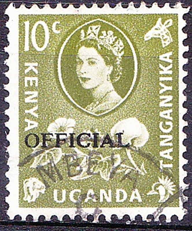 KENYA UGANDA TANGANYIKA 1960 QEII 10c Yellow-Green SGO14 FU