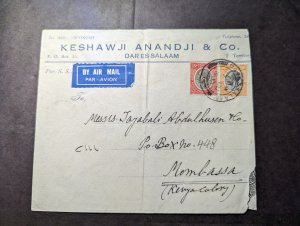 1933 British KUT Airmail Cover Dar Es Salaam to Mobasa Kenya