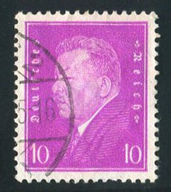 Germany #372 (Mi. 435I) Cat€100, 1930 10pf red violet, right eye damaged va...