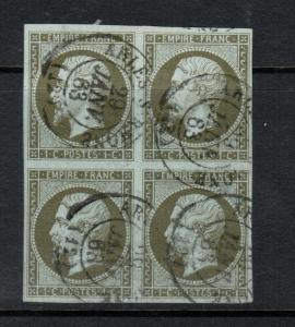 France #12 (Y & T #11) Extra Fine Used Block **With Certificate**