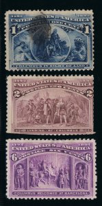 AFFORDABLE SCOTT #230 #231 #235 F-VF MINT OG H SET OF 3 COLUMBIAN EXPO ISSUE