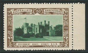 Government House, N.S.W., Australia, 1938 Poster Stamp, Cinderella Label 