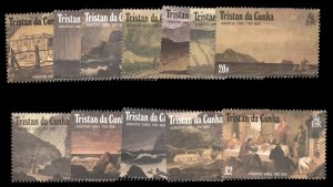 Tristan da Cunha #443-454 Cat$14.70, 1988 Paintings, complete set, never hinged