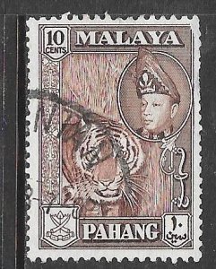 Malaya Pahang 77: 10c Sultan Abu Bakar, Tiger (Panthera tigris), used, F-VF