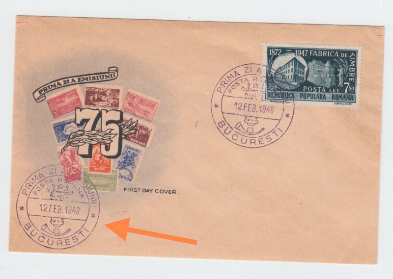 Romania 1948 COVER STAMPS FACTORY PRINTING POST FIRST DAY MARKING UNUSED