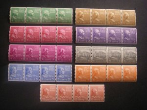 PREXIE LONG COIL LINE PAIRS COMPLETE, Scott 839 - 851, MNH Beauties, CV $210+