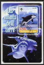 CENTRAFRICAINE SHEET USED MARINE LIFE DOLPHINS WHALES