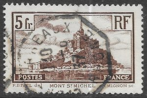 France Scott 250 Used 5f brown Mont St. Michel issue of 1931