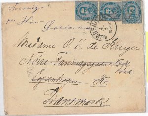 54844 - REGNO: UMBERTO I - STORIA POSTALE : BUSTA a DANIMARCA Denmark - 75 Cent.