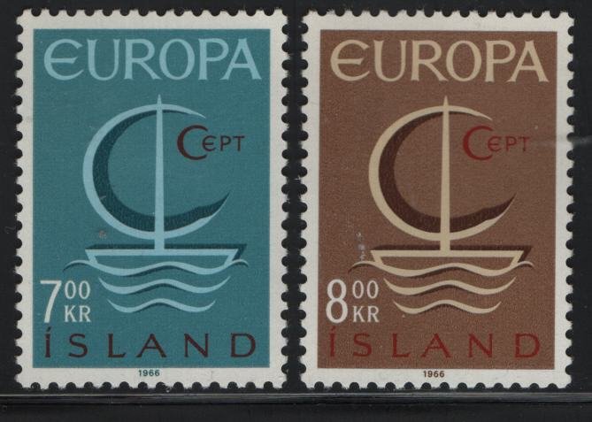 ICELAND, 384-385, HINGED, 1966 Europa issue