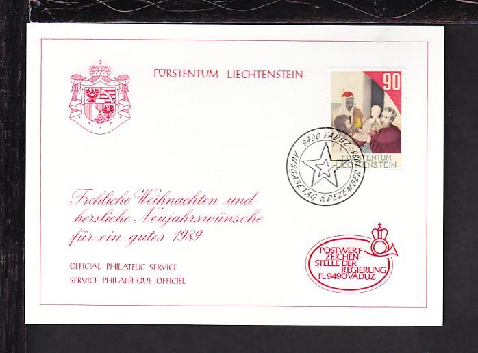 Liechtenstein Christmas 1989 Card BIN 