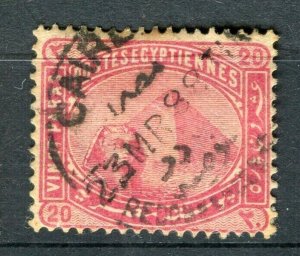 EGYPT; 1881-1902 early Pyramid & Sphinx issue used Shade of 20pa. value