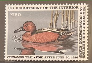 US Scott RW52 Cinnamon Teal Duck Stamp  Mint NH