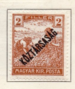 Hungary 1918-19 Early Issue Fine Mint Hinged Optd 2f. 141210