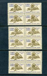 12 VINTAGE 1937 SHERMAN KANSAS GOLDEN JUBILEE POSTER STAMPS (L563) AUGUST 24-27